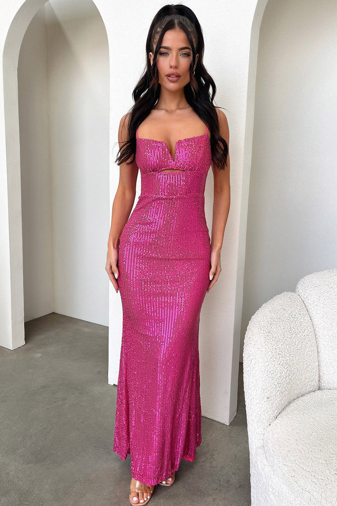Bonnie Sequin Maxi Dress - Hot Pink Thats So Fetch NZ Bonnie Sequin Maxi Dress - Hot Pink Thats So Fetch NZ