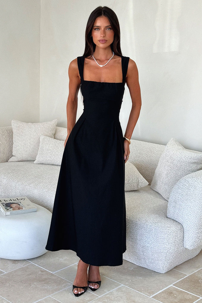 Chantelle Square Neck Midi Dress - Black Thats So Fetch NZ Chantelle Square Neck Midi Dress - Black Thats So Fetch NZ