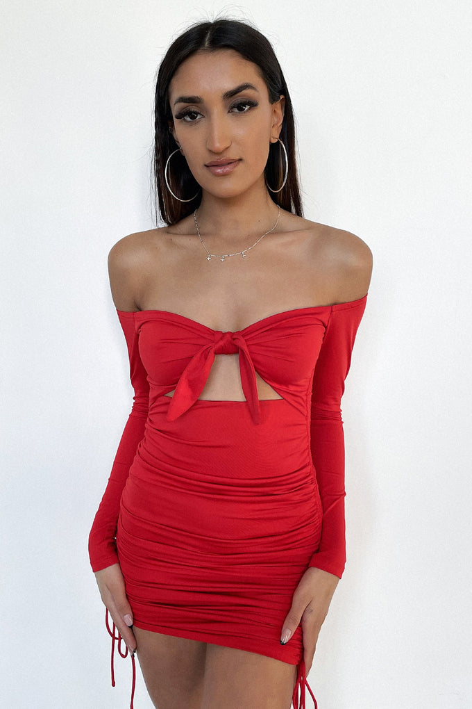 Jamee Long Sleeve Dress - Red