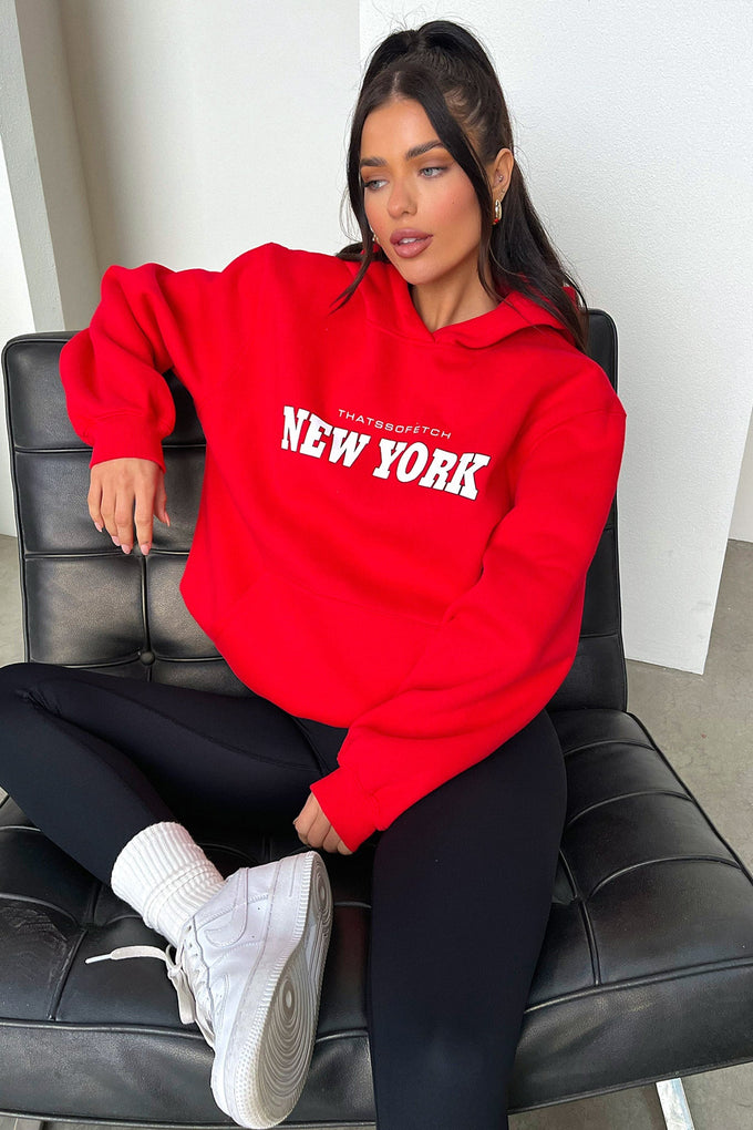 New York Hoodie - Red – Thats So Fetch NZ