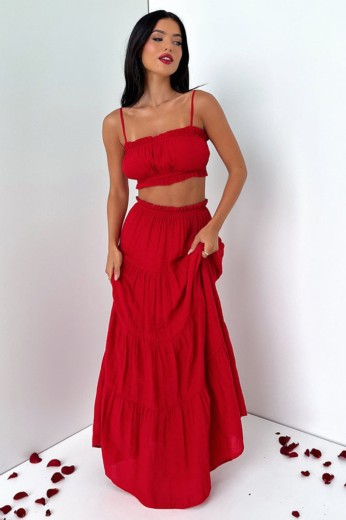 Selina Maxi Skirt - Red