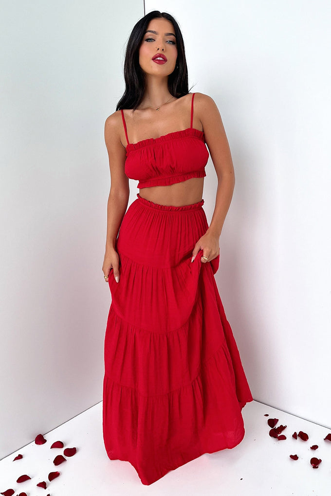 Selina Maxi Skirt - Red