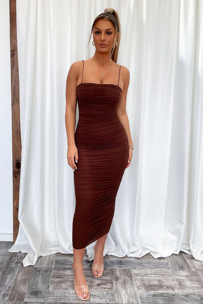 Zena Full Length Dress - Brown